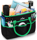 Large Multi-Functional Carrying Bag, 600D Nylon Artist Tote Bag with 16 Pockets Caddy for Art, Craft, Sewing, Make-up or School, Medical, Office Supplies Organizer, Green