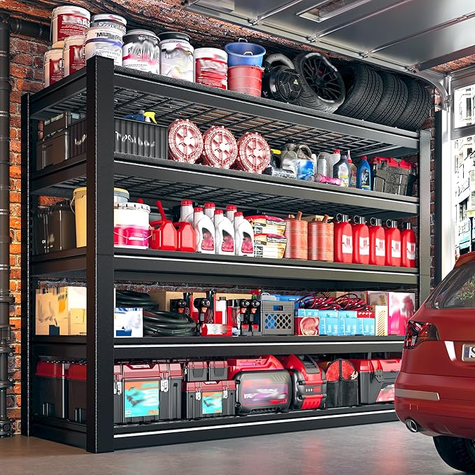 48" W Metal Shelving 5 Tier Garage Shelving 3000LBS Storage Shelves Adjustable Garage Shelves Industrial Metal Shelf for Basement Warehouse Shop Supermarket 48" W x 24.1" D x 72" H