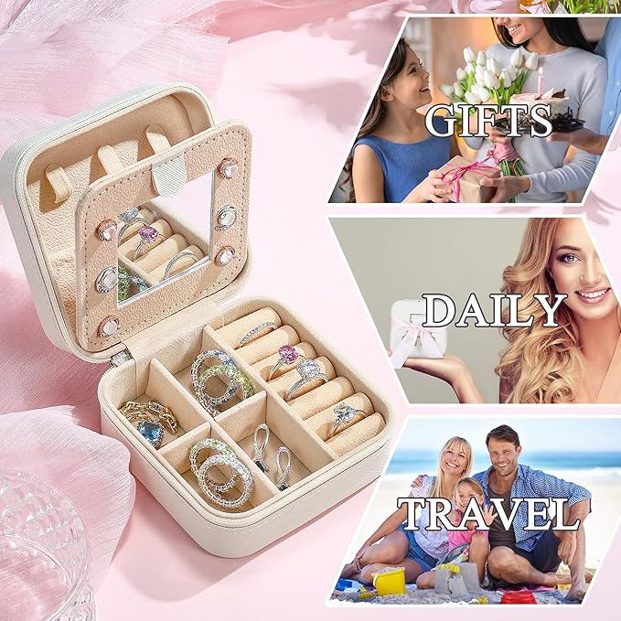 Parima Christmas Stocking Stuffers Gifts for Teenage Girls, Women | Proposal Unique Travel Essentials Small Jewelry Box Case-Initial S White