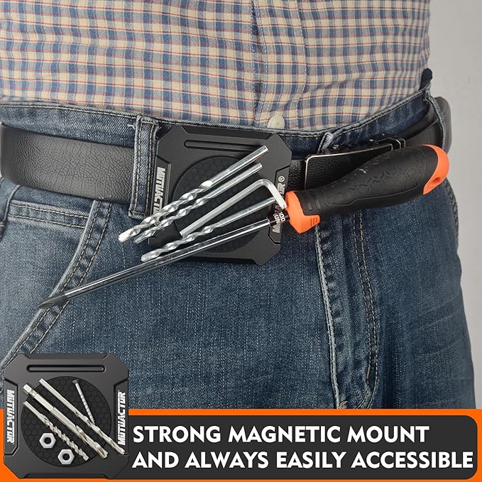 MUTUACTOR Heavy Duty Magnetic Tool Belt Clip,Φ2.2”Anti-Slip Strong Magnet Tool Belt Clip with Heavy Plate,Quick Access Magnetic Tool Holder Hammer Holster for Screws,Nails Hammers, Pliers,1PCS