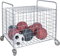 MyGift Professional Gym Metal Multi Sports Ball Storage Cart with Jumbo Industrial Wheels, Commercial Grade Portable Equipment Locker Cage for Basketball, Football, Soccer, Volleyball
