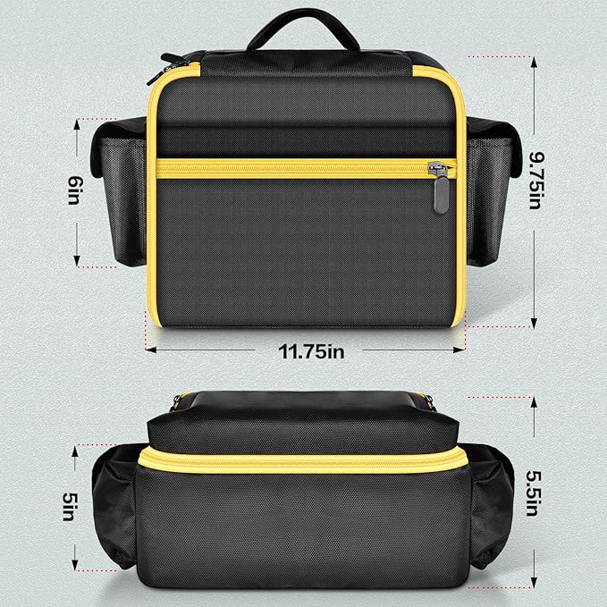Air Compressor Bag Case Compatible with DEWALT 20V MAX Tire Inflator DCC020IB, Cordless Tools Storage Holder Organizer with Pocket for Battery Pack and Charging Kit -Inner Yellow (Box Only)