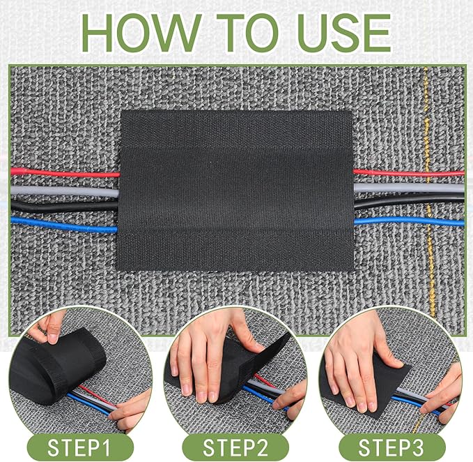 WILLBOND Carpet Cord Cover Cable Protector Floor Cover Cable Protector Management Only for Commercial Office Carpet(196.85 ft,Black)