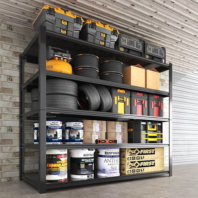 5 Tier Adjustable Metal Shelving Storage Rack,Storage Shelves,59.8" Wx24 Dx76.6 H Garage Shelving Heavy Duty,Industrial Shelving Unit for Basement,Warehouse,Garage Organization.1 Pack