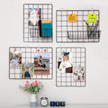 ODOXIA 4-Pack Wire Wall Grid Panel | Photo Grid Wall Decor | Metal Board for Hanging Pictures | Black Wire Organizer for Home, Office & Kitchen | Panel for Display & Storage
