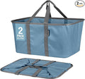 CleverMade Collapsible Laundry Tote - Denim Charcoal 2-Pack 50L - Foldable Storage Organization Container for Clothes Laundry Room Storage Solution