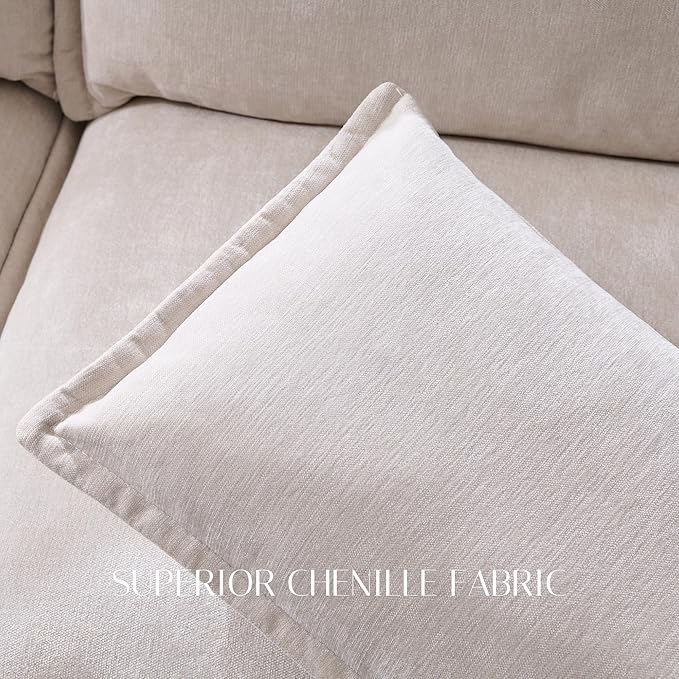 88.98" Sectional Couches for Living Room, Cloud Couch Sectional with Large Storage, U-Shape Modular Sectional Sofa with Ottoman, 5 Seater Chenille Sofa with Pillow for Apartment, Bedroom, Beige