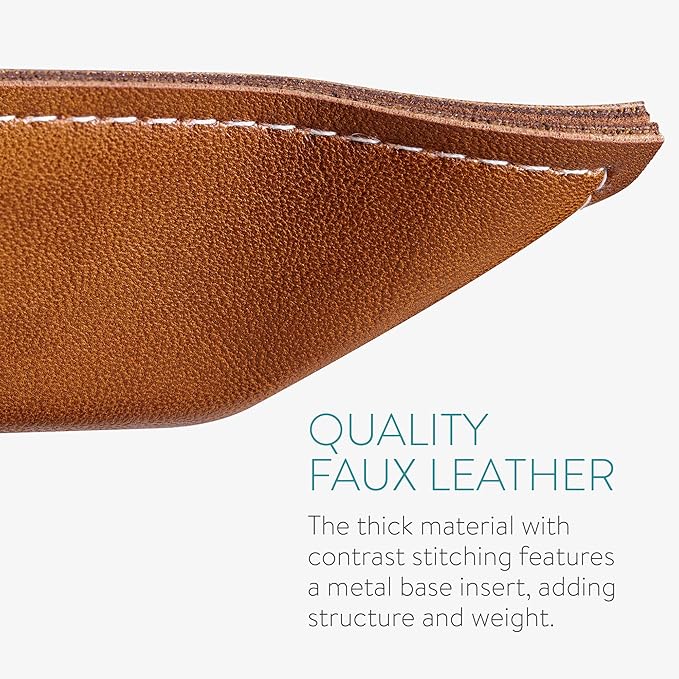 Navaris Faux Leather Valet Tray Set of 2 - Catch All Tray for Key Entryway Table Nightstand - Catchall for Keys Watch Remote Phone - Valet Storage for Men - Mens Storage Dish