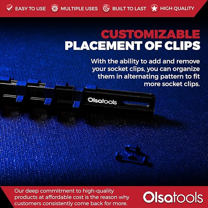 Olsa Tools 1/4-Inch Drive Aluminum Socket Organizer with Locking End Caps | Professional Quality Socket Holder (BLACK)