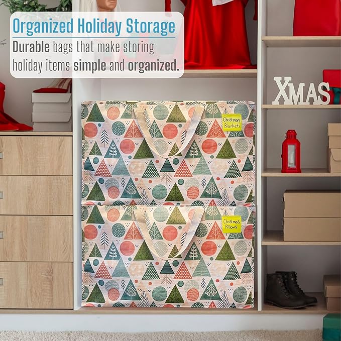 VENO 2 Pack Moving Bags and Large Christmas Decoration Storage Bins with lids. Alternative to Moving Boxes, Packing Supplies for College. Heavy Duty Totes (Pastel Forest, 2 Pack)