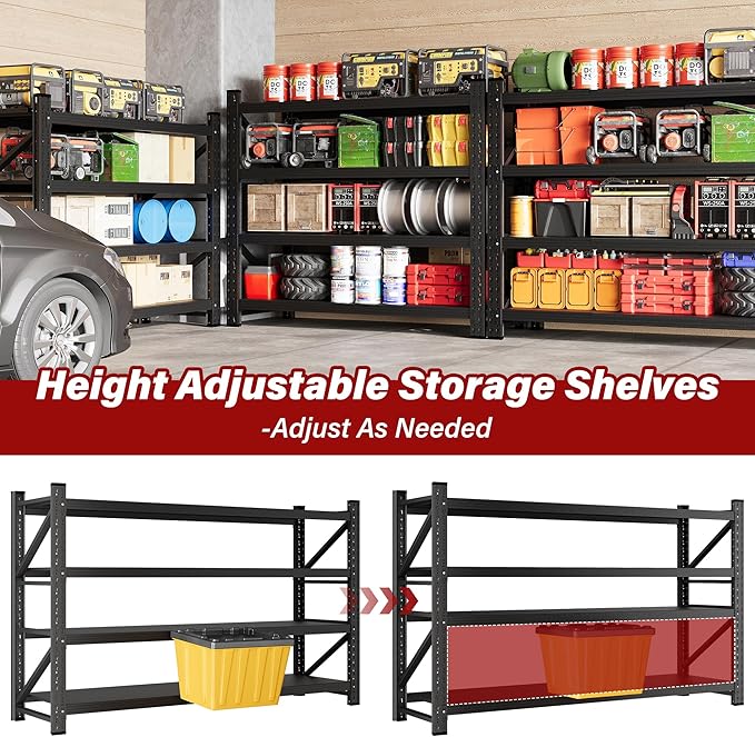 2000LBS Heavy Duty Garage Shelving Units,40" Wide & Deep Storage Shelves,Metal Garage Shelves,Large Storage Rack,Steel Shelf,Industrial Shelving for Shop,Warehouse,Basement,40" W x 20" D x 60" H