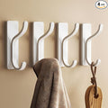 pickpiff Adhesive Wall Hooks for Hanging Towels - Heavy Duty Stick On Hooks, Strong Hold up to 13 lbs, Damage-Free Hangers for Coats, Bags, Purses, Ideal for Door, Closet, or Bathroom, White, 4 Pack