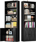 IRONCK Industrial Bookshelves and Bookcases with Doors Set of 2 Floor Standing 6 Shelf Display Storage Shelves 70 in Tall Bookcase for Home Office, Living Room
