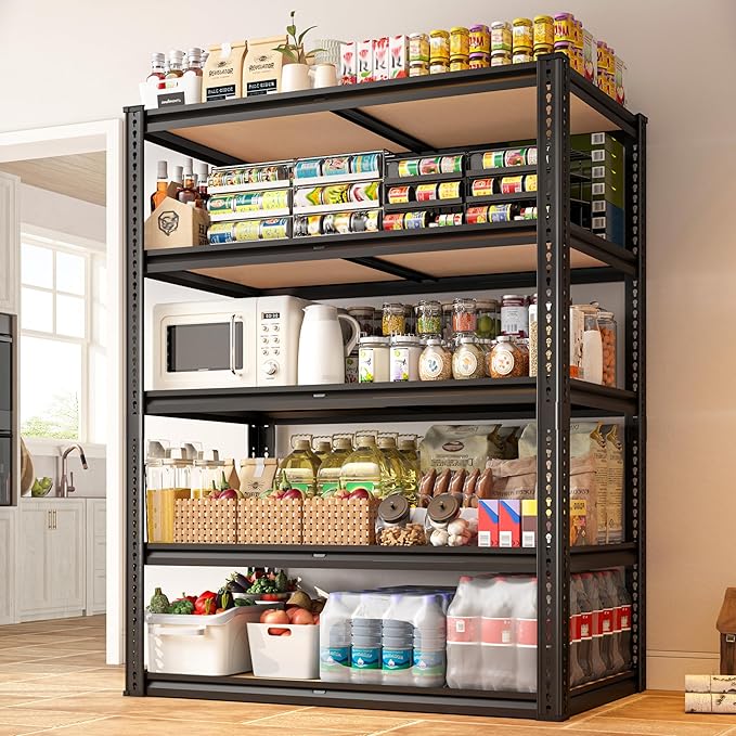 2050LBS Storage Shelves Heavy Duty 5 Tier Garage Storage Shelving, Adjustable Metal Shelving Unit Utility Rack Shelf for Warehouse, Pantry, Closet, Kitchen 72" H x 35.56" W x 16" D, Black
