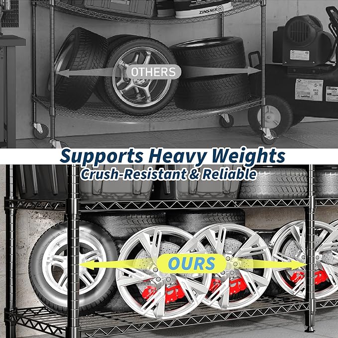 Garvee Metal Storage Shelves Heavy Duty Metal Shelving, 4-tier Wire Shelving Unit Shelves for Storage, Adjustable Shelf Organization for Garage Pantry Kitchen Commercial Basement, 59"W*13.8"D*59.5"H