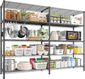 REIBII 1450LBS Metal Shelving Unit Storage Shelves 5 Tier Wire Shelving 58.1''W Pantry Shelves Wire Shelf Adjustable Garage Shelving Heavy Duty Storage Rack for Pantry Kitchen Garage, Black