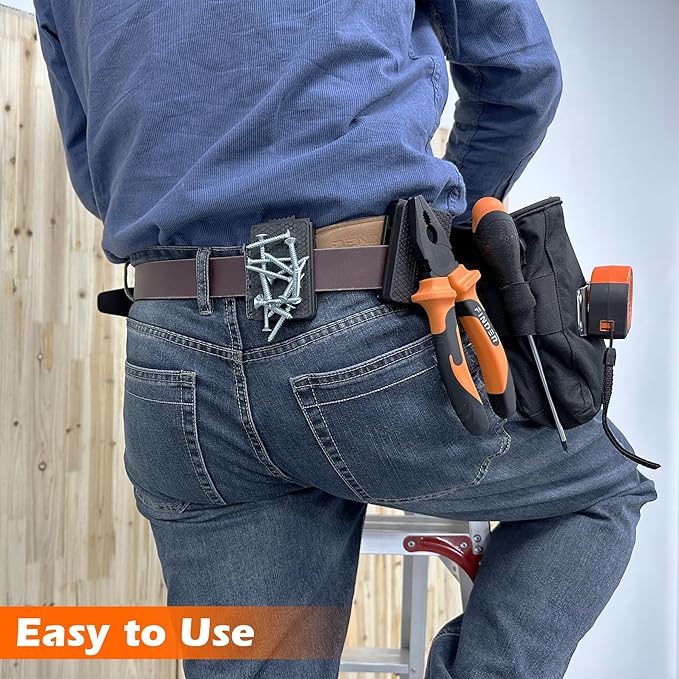 MUTUACTOR 1 PCS Magnetic Tool Belt Clip,Anti-Slip Heavy-Duty Magnetic Mount Tool Belt Holster,Quickly Access Rubber Coated Magnet Belt Clip for Organizing Screwdrivers Hammers Wrenchs