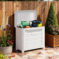VECELO Deck Box, Outdoor Storage Box with Wheels and Lid, Waterproof Storage Bin for Package Delivery for Patio Furniture, Garden Tools, Pool Supplies, Foldable, White, 19.3" x 13.8" x 19.1"
