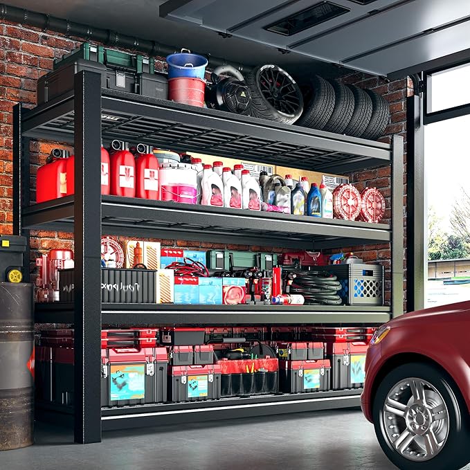 40.1" W Garage Shelving 4 Tier Heavy Duty Shelving 2280LBS Adjustable Garage Storage Shelves Industrial Metal Shelf for Kitchen Pantry Basement Closet 40.1" W x 19.6" D x 59.6" H