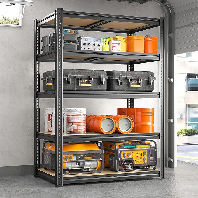 REIBII 72.1'' Storage Shelves 2250LBS Garage Shelving Heavy Duty 5 Tier Heavy Duty Shelving Adjustable Metal Shelves for Warehouse Basement Kitchen Pantry, 72.1" H x 35.5" W x18 D, 1 Pack