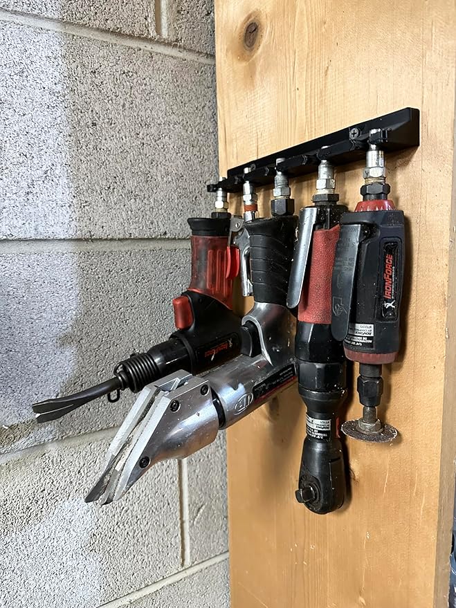 Five Slot Air Tool Holder/Wall Mount Storage for Garage and Workshop Organization