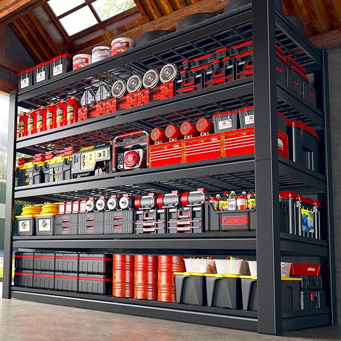 55.1" W Metal Shelving 5 Tier Garage Shelving 3050LBS Storage Shelves Adjustable Garage Shelves Industrial Metal Shelf for Basement Warehouse Shop Supermarket 55.1" W x 25.8" D x 78.1" H