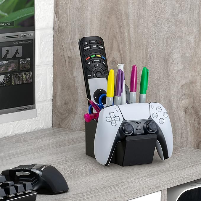 BRAINWAVZ Game Controller, TV Remote Control & Pens Pencils Stationery Storage Desktop Organizer Holder, Universal Design for Xbox ONE PS5 PS4 PC Gamepads, Reduce Clutter (D04)