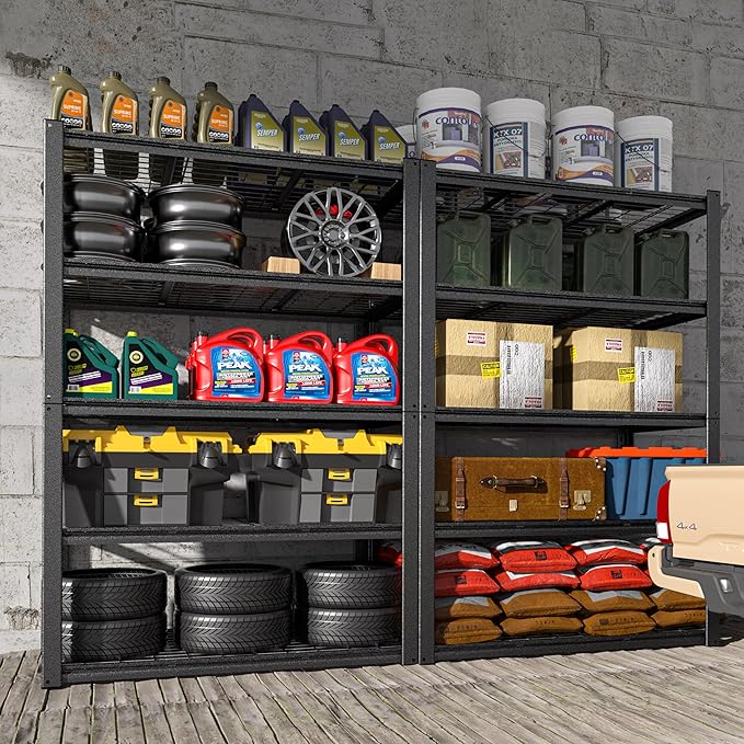 BlueWish Heavy Duty Adjustable Shelves, 24’’x48’’x72’’ Tool Utility Shelves Metal Garage Shelving Unit, 5-Tier Utility Storage Organizer Racks 3000LBS Utility Racks for Industrial