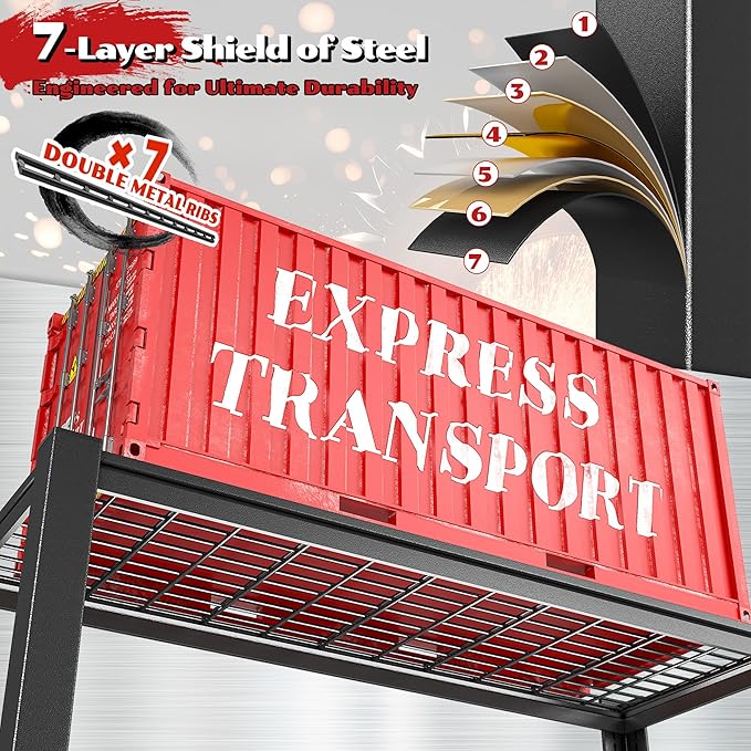 48" W Metal Shelving 5 Tier Garage Shelving 3000LBS Storage Shelves Adjustable Garage Shelves Industrial Metal Shelf for Basement Warehouse Shop Supermarket 48" W x 24.1" D x 72" H
