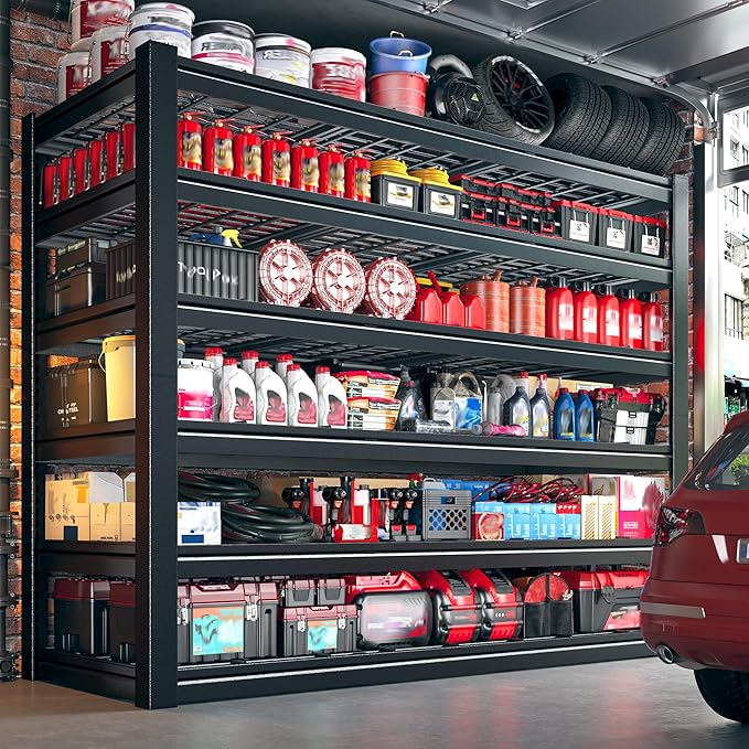 59.8" W Metal Shelving 6 Tier Garage Shelving 3750LBS Storage Shelves Adjustable Garage Shelves Industrial Metal Shelf for Basement Warehouse Shop Supermarket 59.8" W x 24" D x 83.9" H