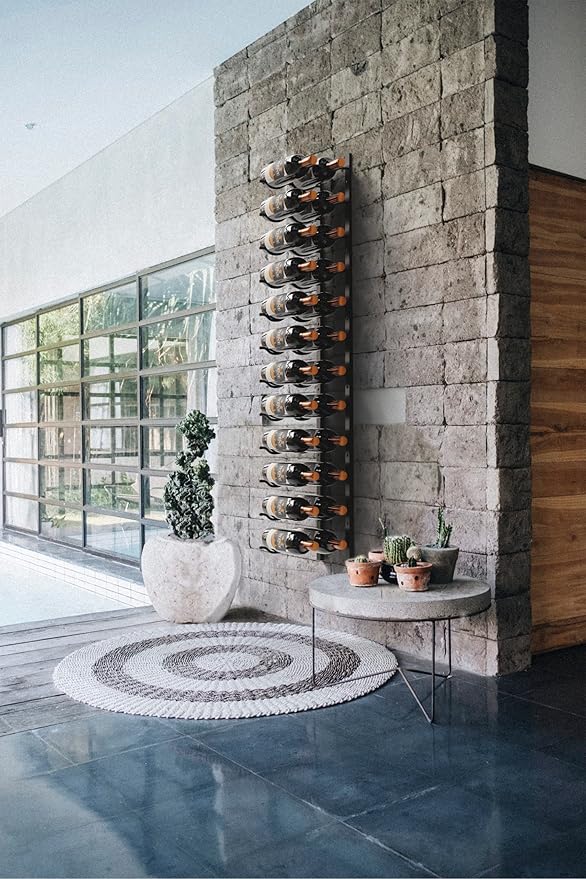 Jagged Ridge Wine Rooms - Premium Wall Mounted Metal Wine Rack - 24 Wine Bottles Holder - Modern Wine Rack, Matte Black - Space Saving for Home, Kitchen, Bar - Designed in Canada by Wine Enthusiasts