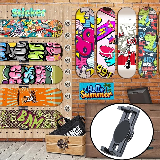 Skate deck wall mount,360° rotatable skateboard wall mount,Floating Display Hanger Grab,suitable for any skateboarder. (1 set)