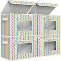 Univivi Fabric Foldable Storage Boxes [4-Pack] Large Collapsible Stackable Storage Bins with Lids, Closet Organizers and Storage Cube Basket for Home, Office, Bedroom (Colorful, 17”x 12” x 12”)