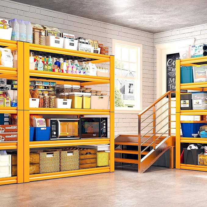 REIBII Garage Shelving Load 3000LBS, 5-Tier Storage Shelves, Adjustable Heavy Duty Metal Shelving Unit for Pantry, Basement, Warehouse, 72" H x 36" W x 16" D