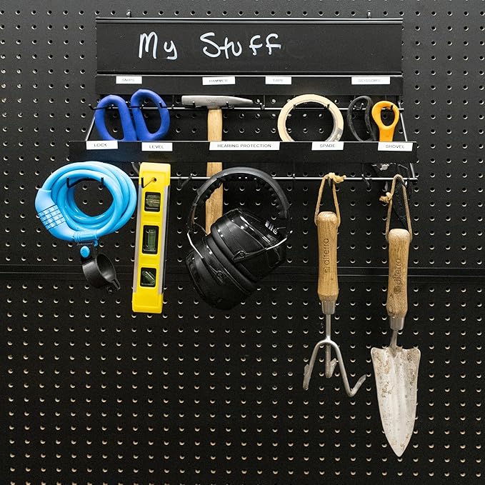 Century Drill & Tool, 2-tier pegboard rack space saver #03198 – perfect for garage organization, store garden equipment and tools, hanging crafts & jewelry, retail, product display (1 Pack)