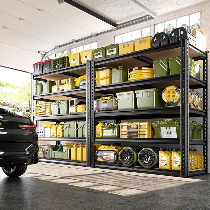 72.1" H Garage Shelving 2030LBS Garage Storage Shelves, 5 Tier Adjustable Metal Shelving, Storage Shelves for Storage, Basement, Warehouse, Pantry, Kitchen, 35.5" W x 15.7" D x 72.1" H, Black