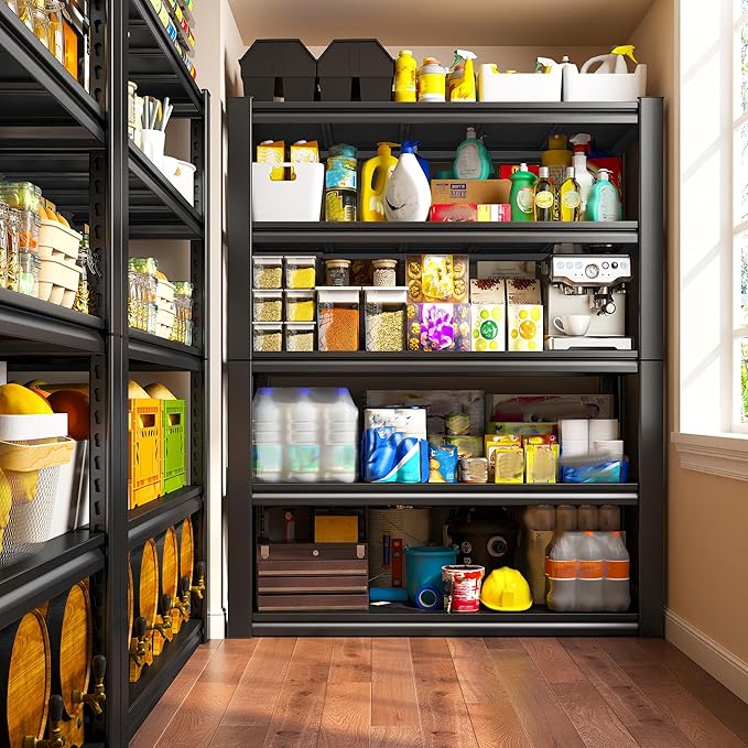 REIBII Garage Shelving Heavy Duty 2500LBS Storage Shelves 40" W Garage Shelves Heavy Duty Shelving Metal Shelves for Warehouse, Basement, Pantry, 40" W x 17.7" D x 72.2" H