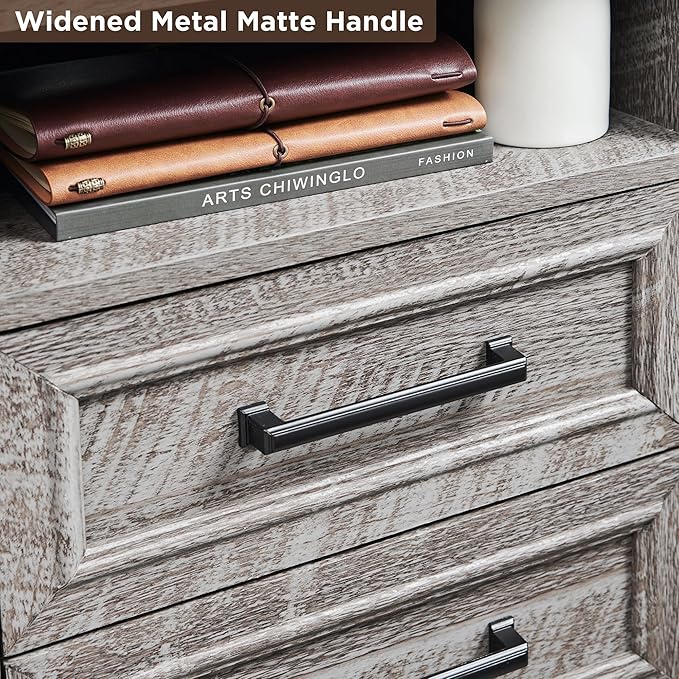 ACCOHOHO 18" Farmhouse Nightstand Set of 2 with Charging Station,End Table with 2 Drawers Storage,Side Table,Bedside Cabinet for Bedroom,Living Room, Grey