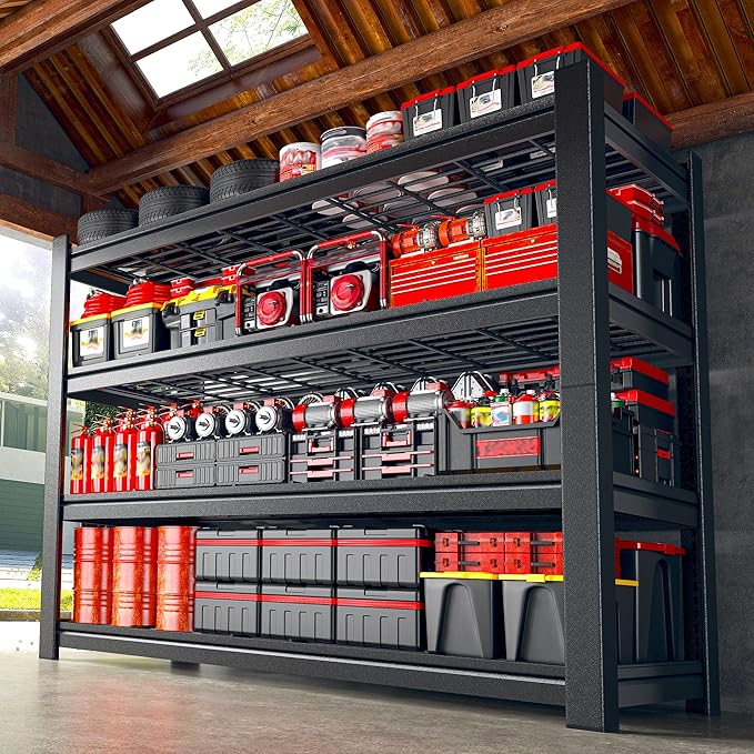 40.1" W Garage Shelving 4 Tier Heavy Duty Shelving 2280LBS Adjustable Garage Storage Shelves Industrial Metal Shelf for Kitchen Pantry Basement Closet 40.1" W x 19.6" D x 59.6" H