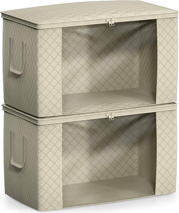 Sorbus Foldable Storage Bag Organizers, Large Clear Window & Carry Handles, Great for Clothes, Blankets, Closets, Bedrooms, and more