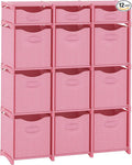 12 Cube Closet Organizers And Storage | Includes All Storage Cube Bins | Easy To Assemble Closet Storage Unit With Drawers | Room Organizer For Clothes, Baby Closet Bedroom, Playroom, Dorm (Pink)