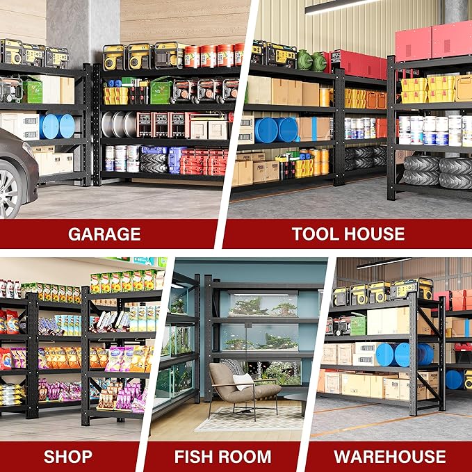 9000LBS Heavy Duty Garage Shelving Units,75" Wide & Deep Storage Shelves,Metal Garage Shelves,Large Storage Rack,Steel Shelf,Industrial Shelving for Shop,Warehouse,Basement,75" W x 24" D x 70" H
