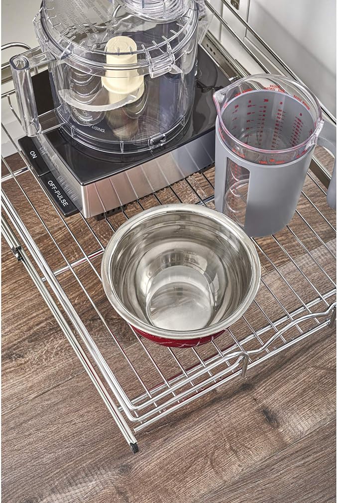 Rev-A-Shelf Kitchen Cabinet Pullout Shelf and Drawer Organizer Slide Out Pantry Storage Basket in Multiple Sizes, 21 x 20 In, 5WB1-2120CR-1