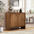 Sideboard Buffet Cabinet with Storage, Wood Arched Storage Cabinet with 2 Doors and Adjustable Shelf, Small Curved Entryway Accent Cabinet for Living Room Hallway Kitchen Dining Room, Walnut