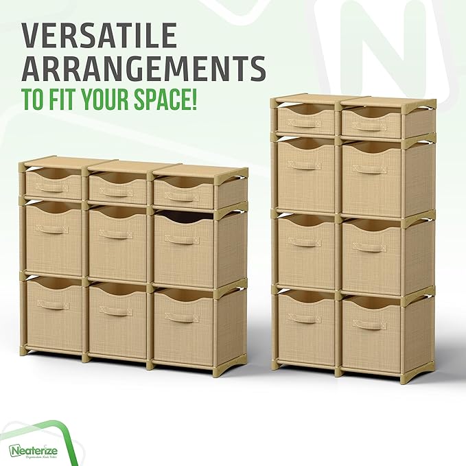 9 Cube Closet Organizers And Storage | Includes All Storage Cube Bins | Easy To Assemble Closet Storages Unit With Drawers | Room Organizer For Clothes, Baby Closets Bedroom, Playroom, Dorm (Beige)