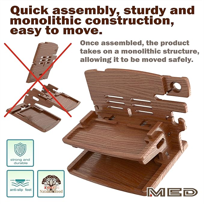 MED Wood Phone Docking Station – Nightstand Desk Organizer for Phone, Watch, Wallet & Tablet – Gift for Men, Husband, Dad & Women – Wooden Charging Stand, (Black, Model 2)