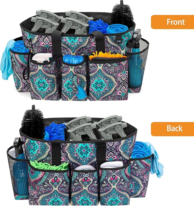 LoDrid Professional Cleaning Tote Caddy for Cleaning Supplies, Cleaning Bag Organizer with Dividers and Handle Strap for Housekeepers Work, Totem, (Bag Only)