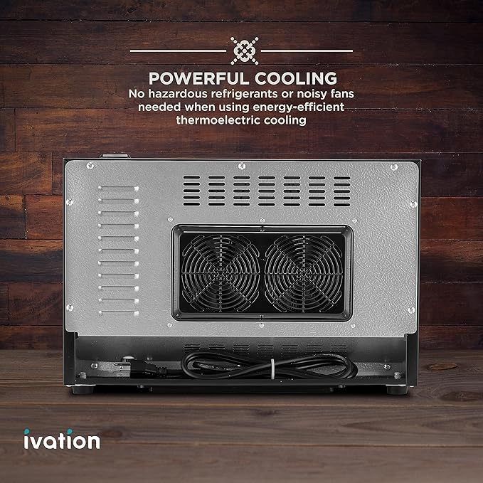 Ivation Premium 8 Bottle Horizontal Thermoelectric Wine Cooler/Chiller Counter Top Red & White Wine Cellar w/Digital Temperature, Freestanding Refrigerator Quiet Operation Fridge