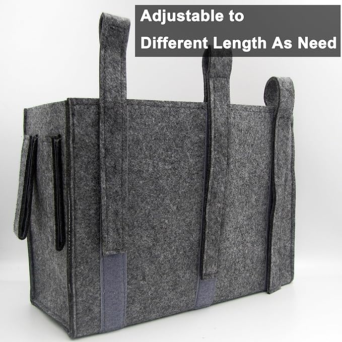 Bedside Caddy, Hanging Storage Bag, Chair Organizer Caddy, Remote, Magazine, Drink Bottle, Cell Phone Holder with Fixed Straps for Hospital Bed, Dorm Bed, Baby Stuff, Office (Grey Small)