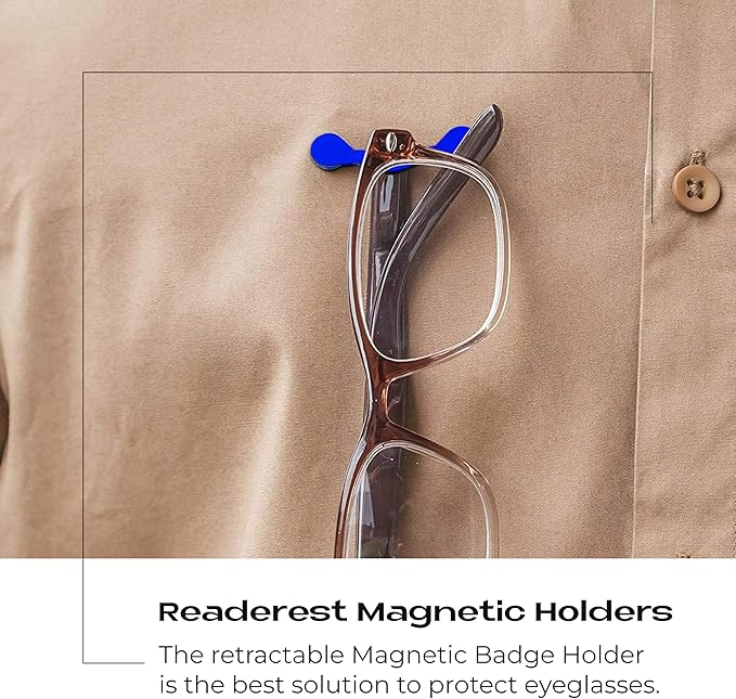 Readerest Magnetic Glasses Holder (3 Pack), Magnet Clip for Readers, Sunglasses & Work Badges for Men & Women, USA Made